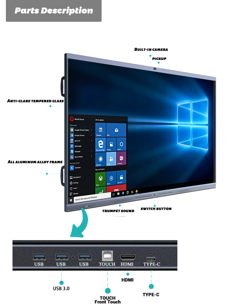 High End Education Conference All In One Machine Digital White Board For Business