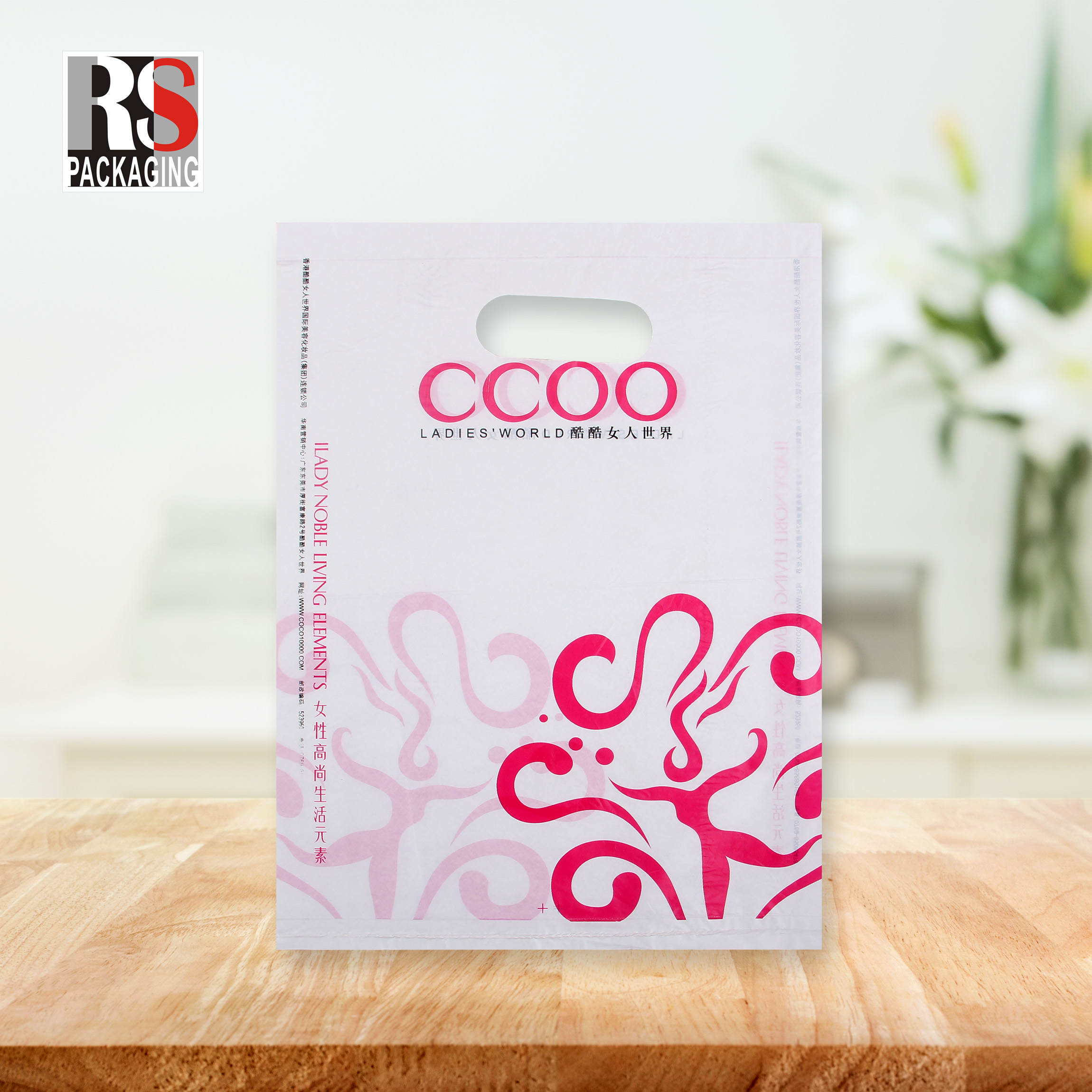 LDPE Plastic Die Cut Shopping Bags With Handle Customized Logo Printing