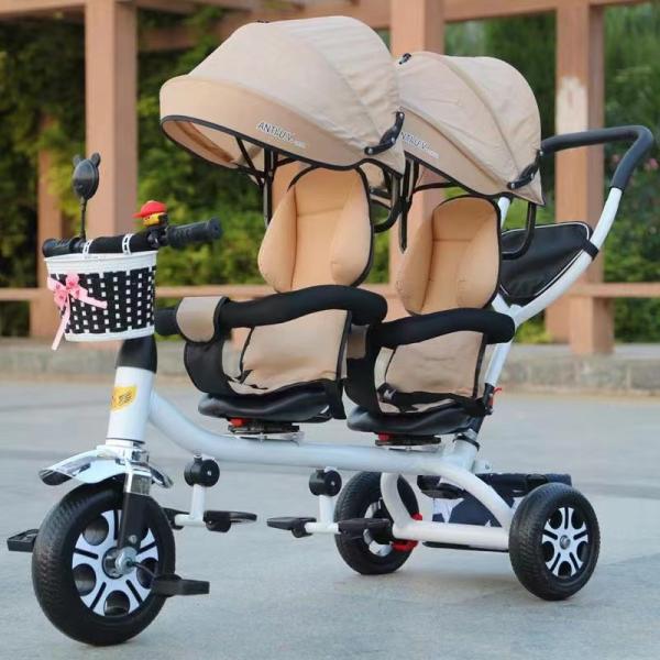 Stylish Two Seat Baby Twin Tricycle Stroller Double Stroller Tricycle 30kg Max