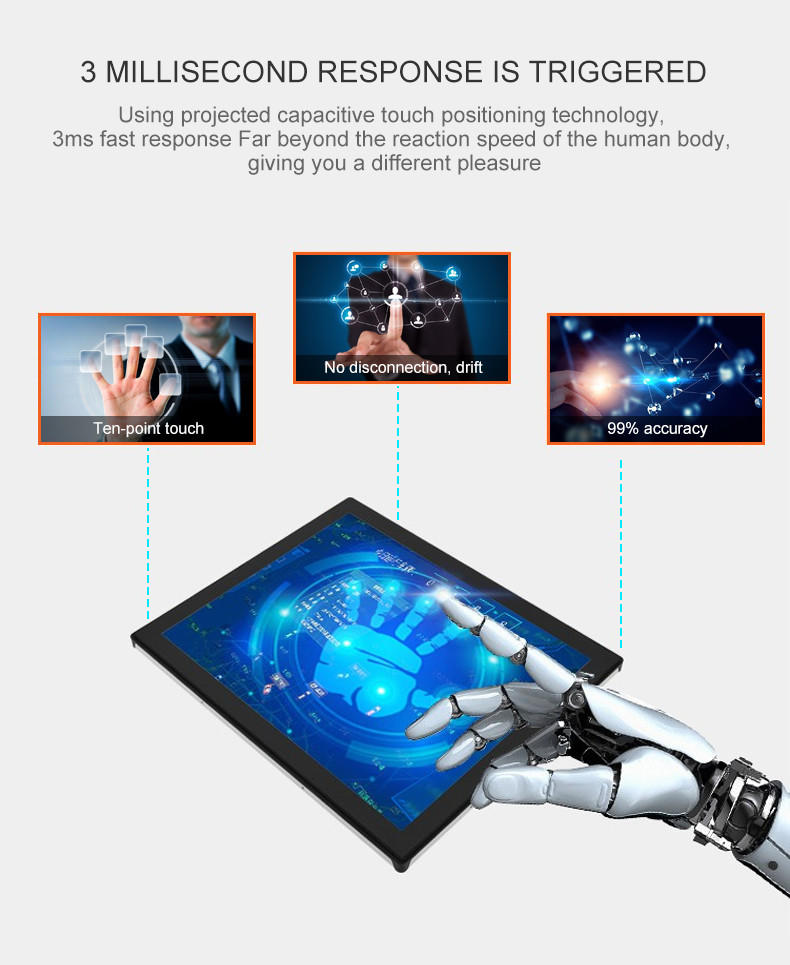 Cash Resistor Capacitor Embedded Fanless Industrial Touch Panel Pc Monitor