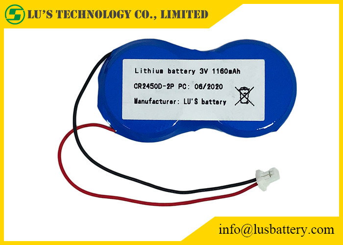 3v 1200mah Limno2 Battery Pack CR2450-2P 2P Connector No Rechargeable