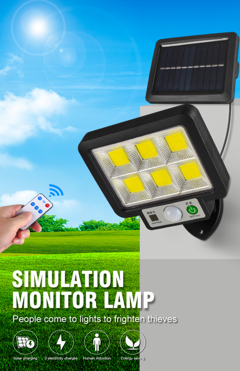 6500K 5m Induction Outdoor LED Lawn Light 72COB Solar Led Wall Light