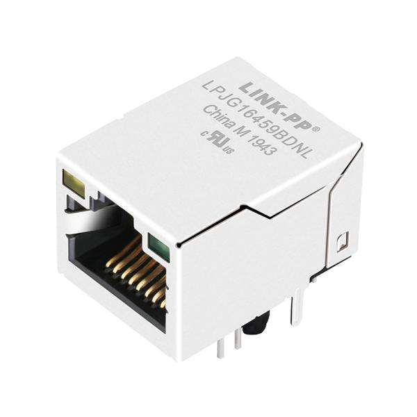 LPJG16459BDNL 1 Port RJ45 Magnetic Jack 100/1000 Base-T Tab UP With Yellow/Green