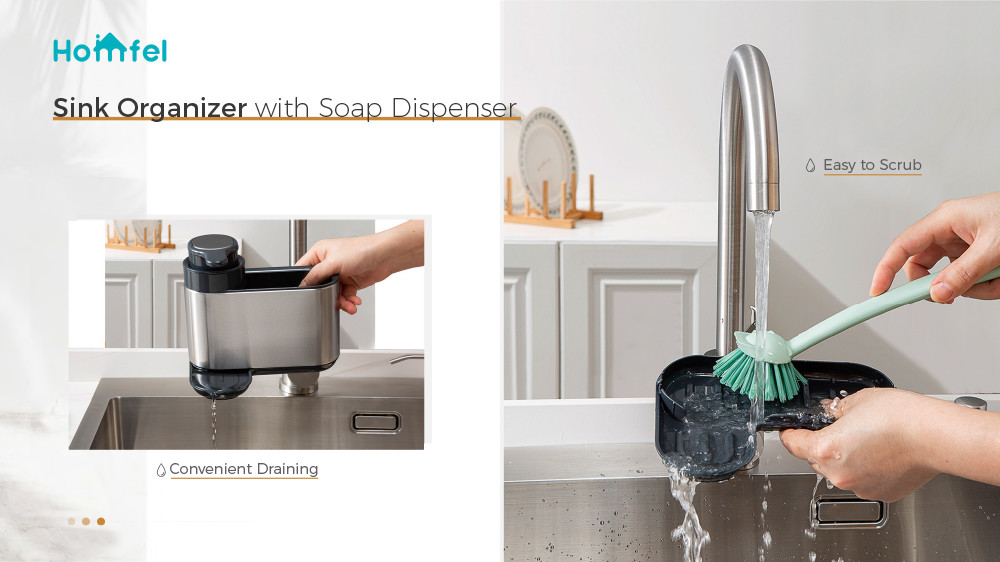 Multifunction Sink Caddy Organizer , Self Draining Kitchen Sink Tidy With Suction