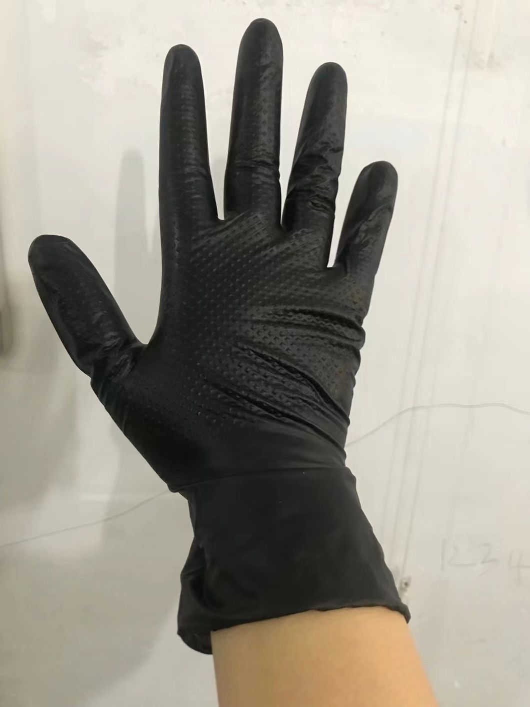 9 Inch Powder Free Disposable Pure Black Nitrile Examination Gloves
