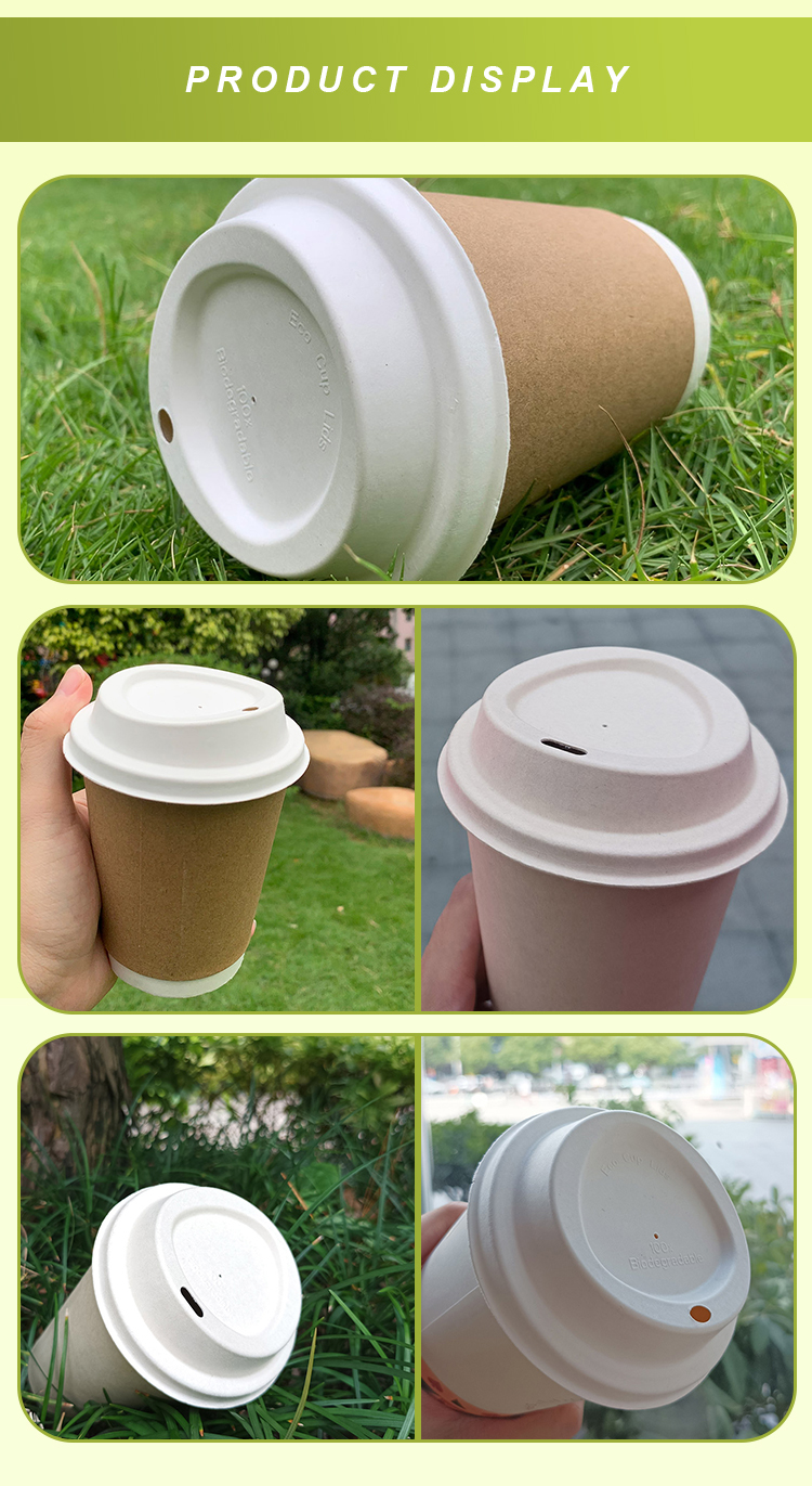 Refrigerator Safe Biodegradable 80mm 90mm Bagasse Coffee Cups And Lids
