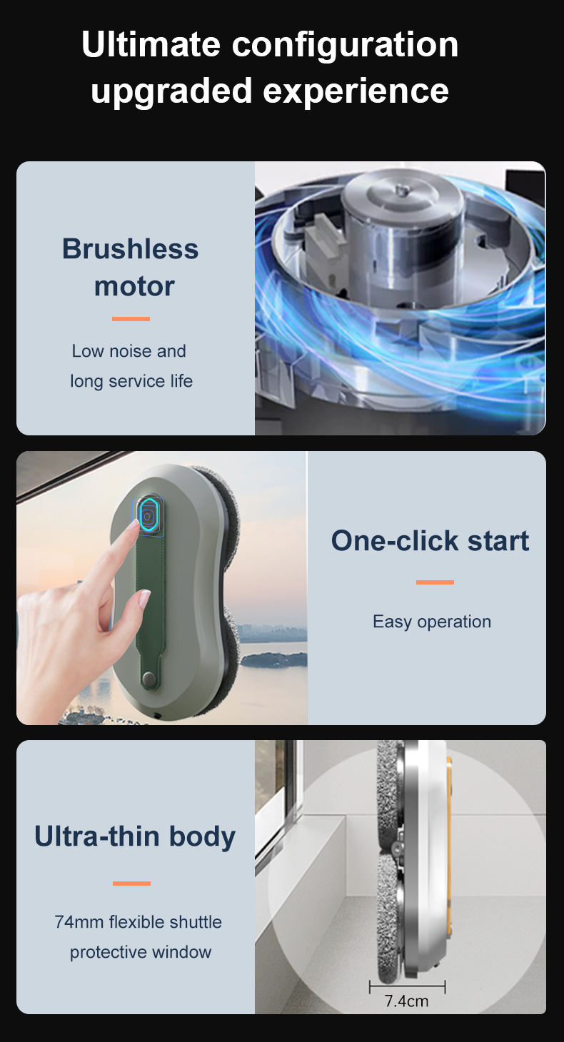 2.4G Remote Control Skyscraper Window Cleaner Robot Border Detection Smart Clean Window Cleaning