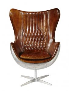China Vintage Top Grian Real Leather Office Desk Chair Aluminium Back Metal Base on sale