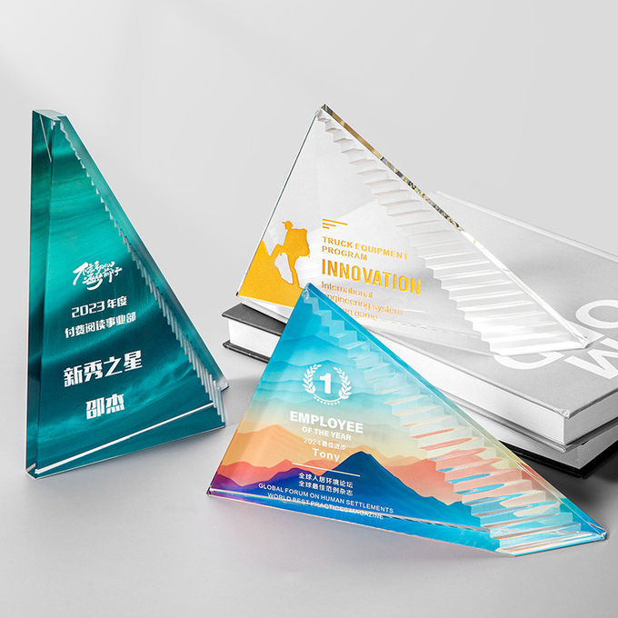 Acrylic Creative Award Plaque 13.5 X 22.5 X 4 cm Size for Outstanding Employees Customizable Logo