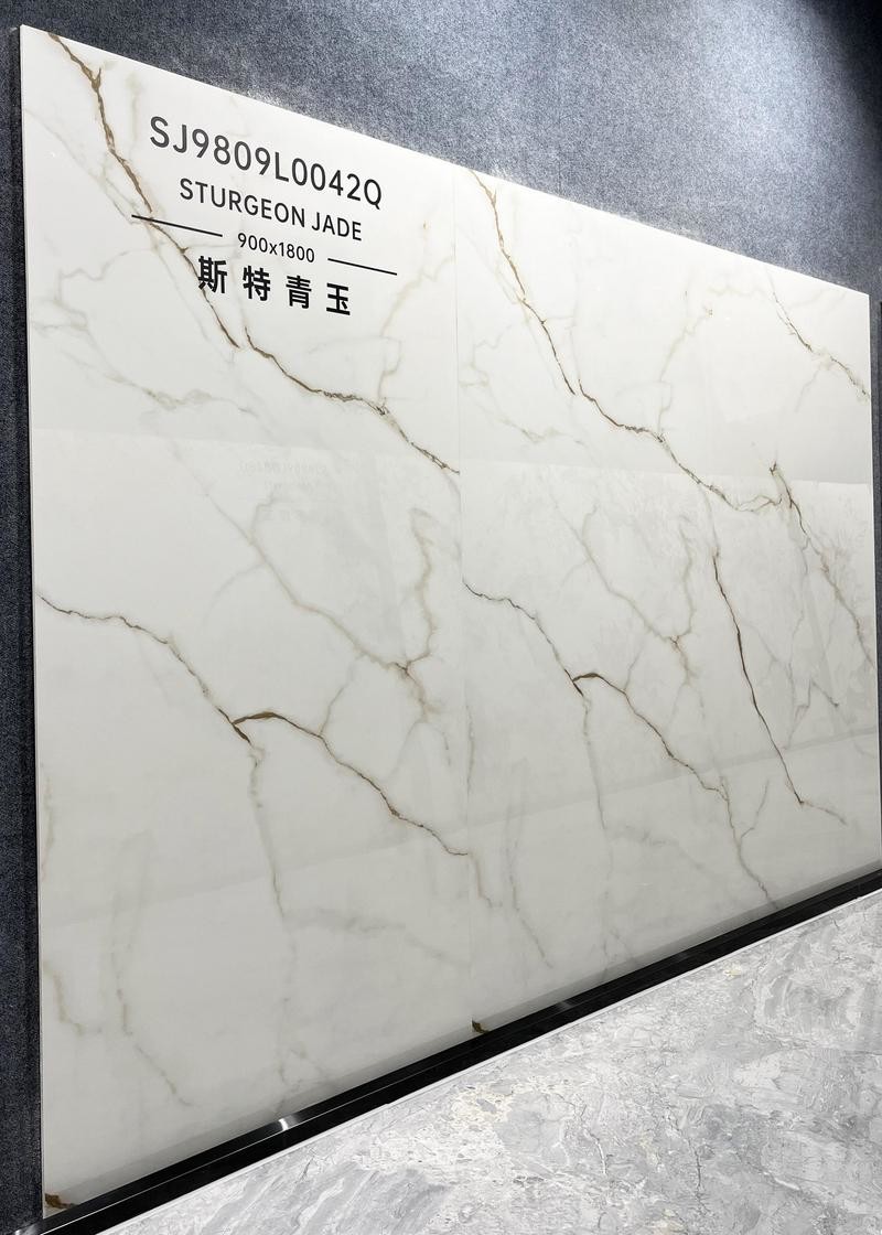 Beige Firebrick Interior Floor 900x1800x9mm Porcelain Glazed Polished Tile No Fade Durable Flooring For Kitchen