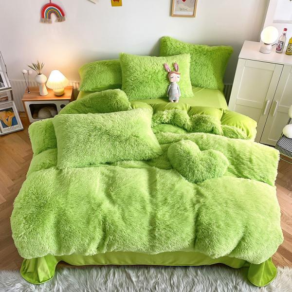 Plush Shaggy Velvet Fluffy Bed Duvet Covers Set in Multi Color Custom Luxury