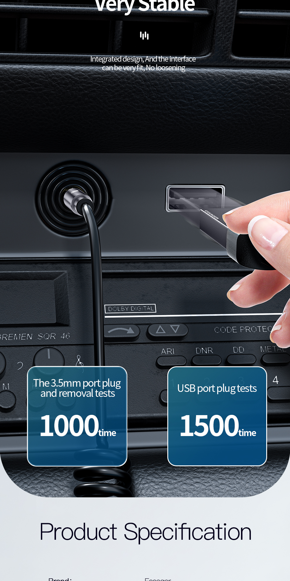 Twill Aux BT Audio Receiver with 3.5mm Audio Cable 3.5mm Aux Audio Converter 3.5mm Jack
