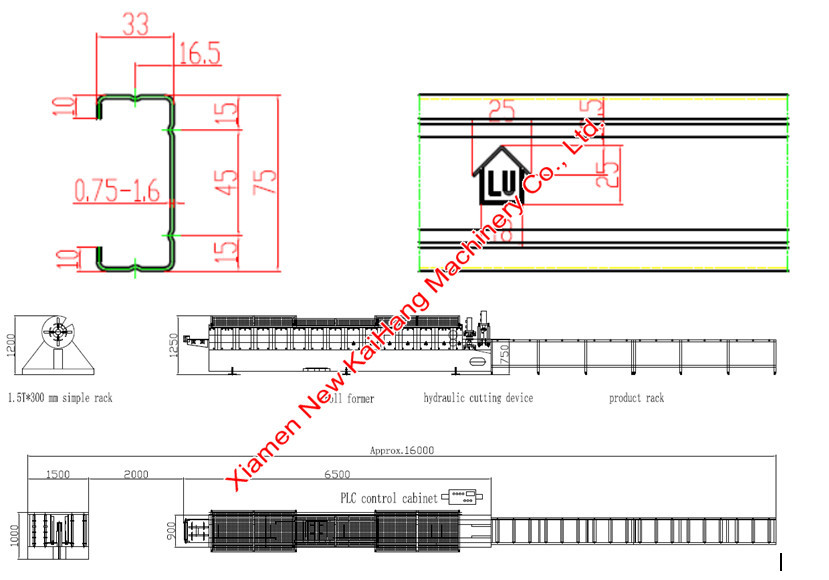 Galvanized Sheet Purlin Roll Forming Machine With Post Pressing