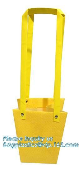 Flower carrier bag with different color customized pot plants kraft paper bag with handle,stamping logo fancy paper flow