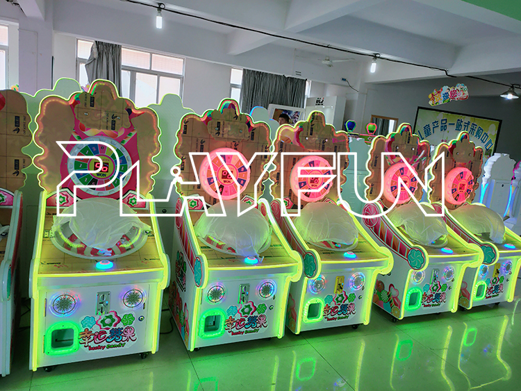 Playfun Shopping Market Kids Lucky Candy Lollypop Chup Chus Arcade Veding Coin Operated Gift Machine Arcade Game Coin Pusher