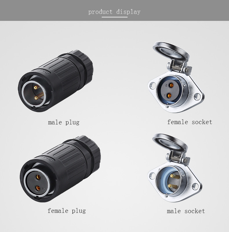3Pin Automotive Electrical Connector IP67 Waterproof DC Power Jack for Power Equipment