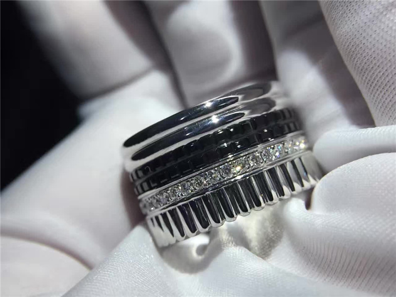 Black Ceramic Gold Jewellery Rings 18K Gold Women's With Natural SI H Diamond