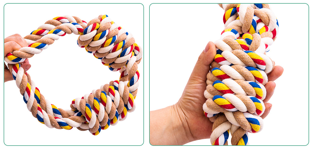 Sustainable Mixed Color Dog Chew Toy for Large Breeds Bite-Resistant Labrador and Golden Retriever Polygonal Stick Rope