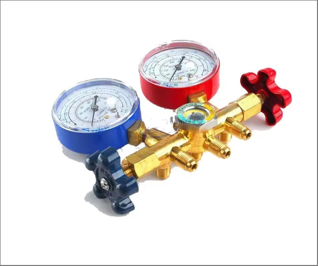 AC Double Digital Manifold Gauge R134A R410A New Condition Valve With Sight Glass