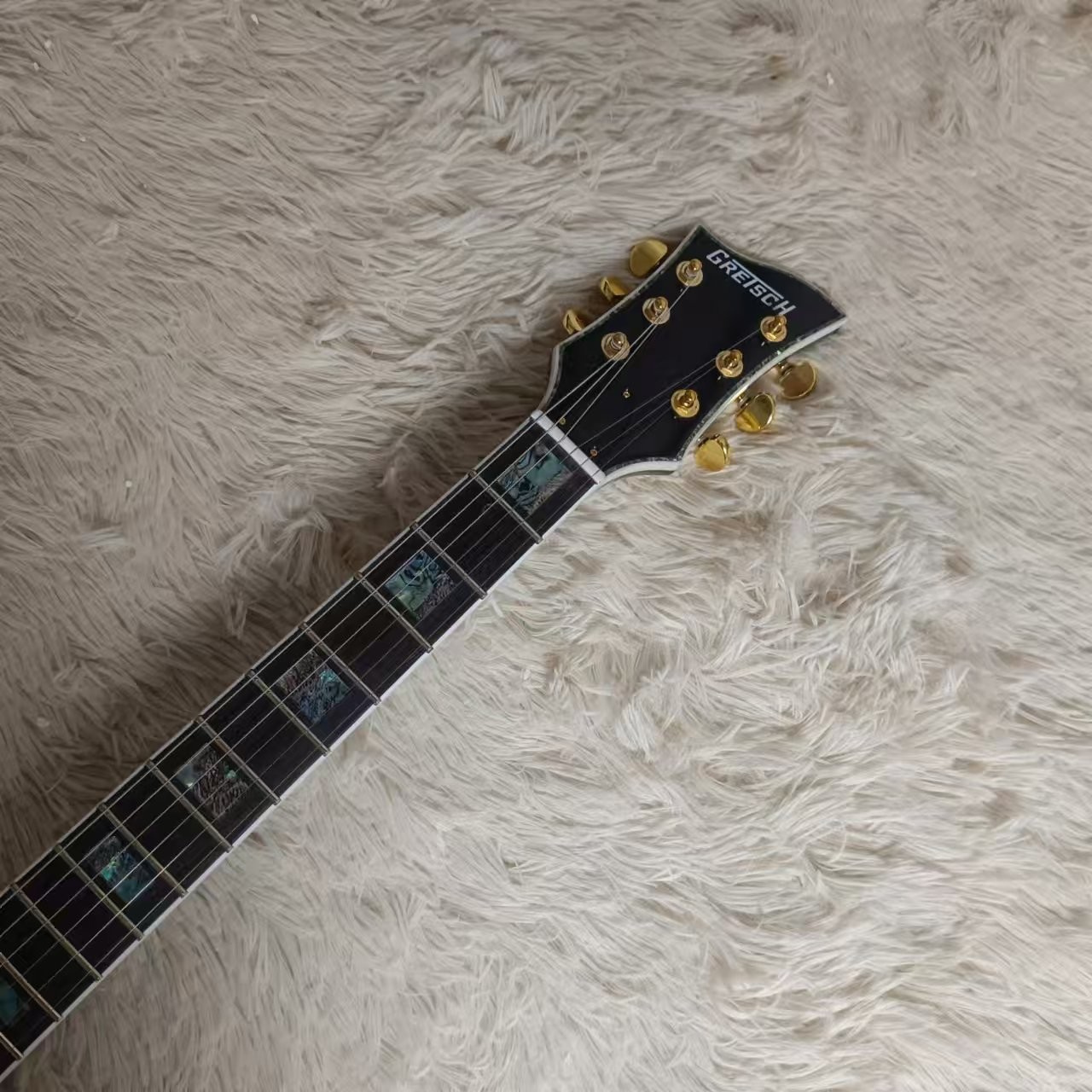Custom f hole hollow body irregular body Gretsch electric guitar with bigs bys trem in blue color, accept guitar and bass OEM