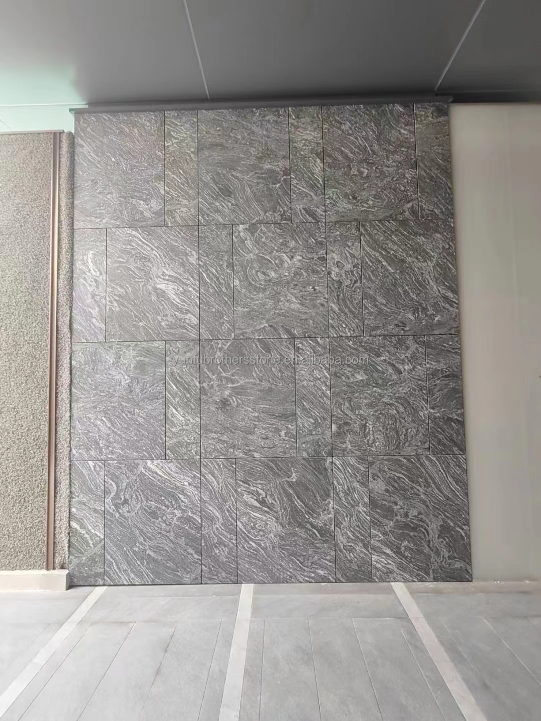 Modern Hotel Matt Surface Finishing Natural Stone Dark Grey Granite with White Veins Stair