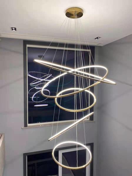 Cicle Chandelier Loft in the Hall Living Dining Room Gold Staircase Ring Pendant