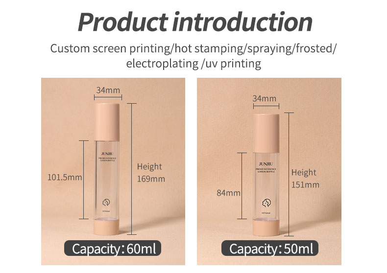 50ml Cosmetic Airless Pump Bottle Round Shape Dual Chamber Airless Bottle For Facial Cream Serum