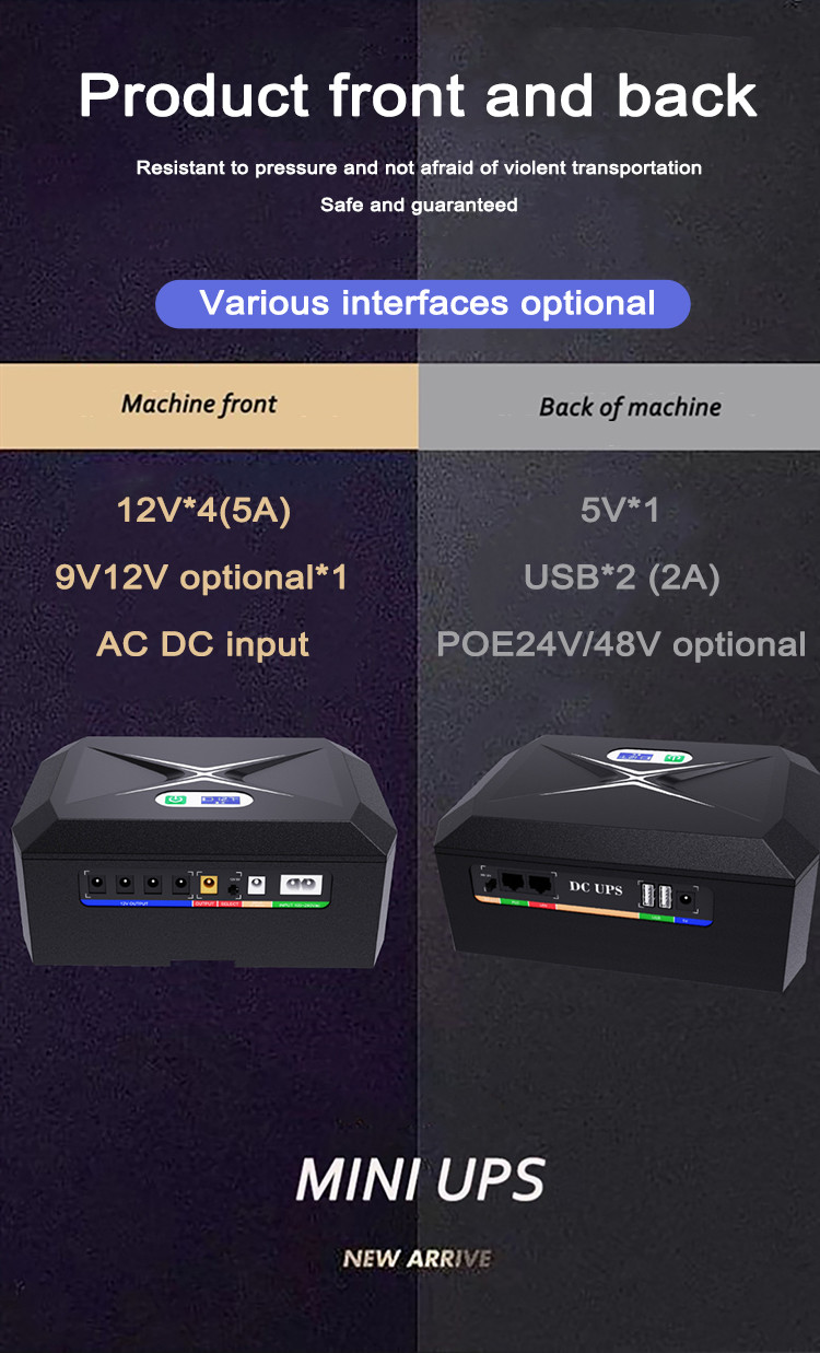 Rechargeable 8000-48000mah Mini UPS Power Supply Backup For Router And Modem