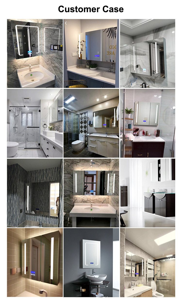 Silver LED Medicine Cabinet Wall Mounted Stainless Steel Mirror Cabinet Customized