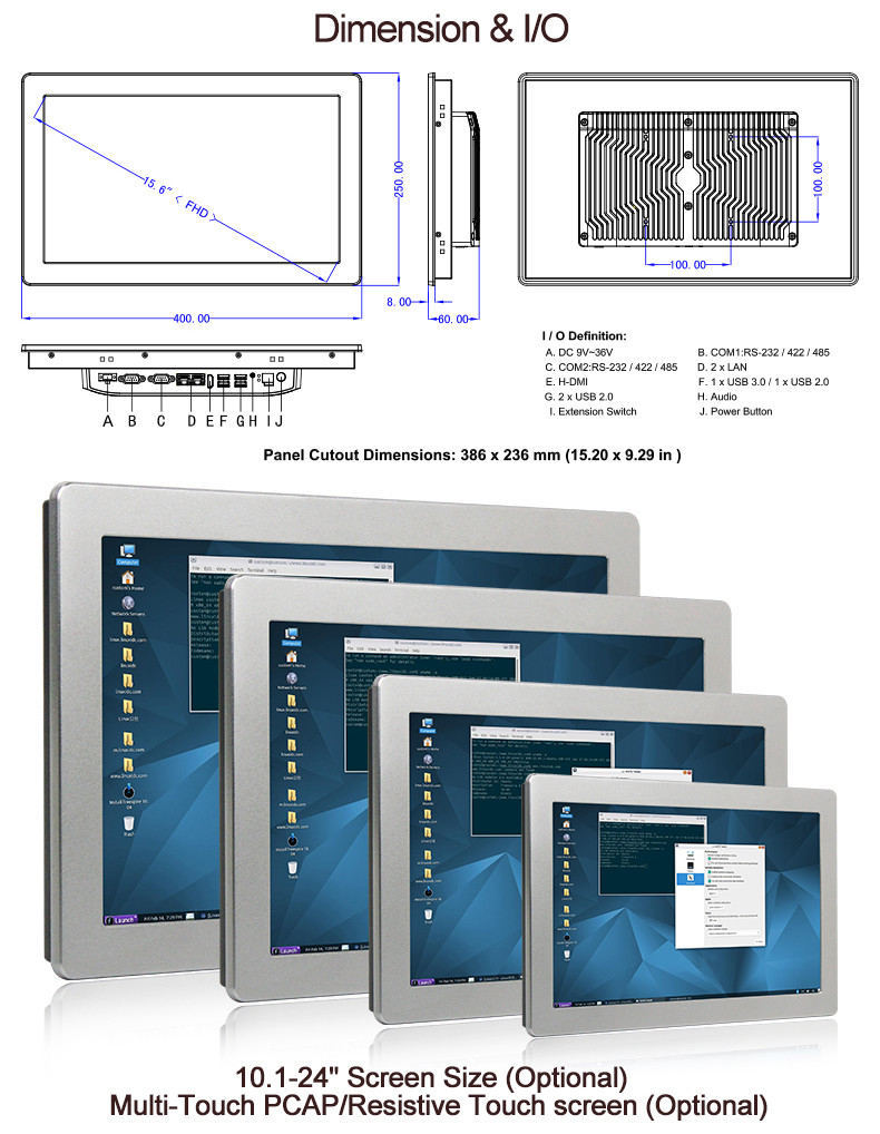 Ip66 VESA Waterproof Resistive Touch Screen 600cd/m2 J1900 With TPM 2.0