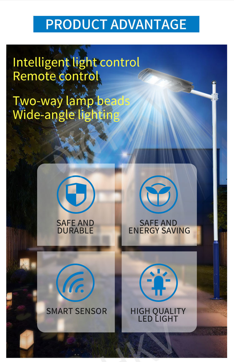30W/60W/90W/120W All In One LED Solar Street Light Outdoor Super Bright Sensor Waterproof