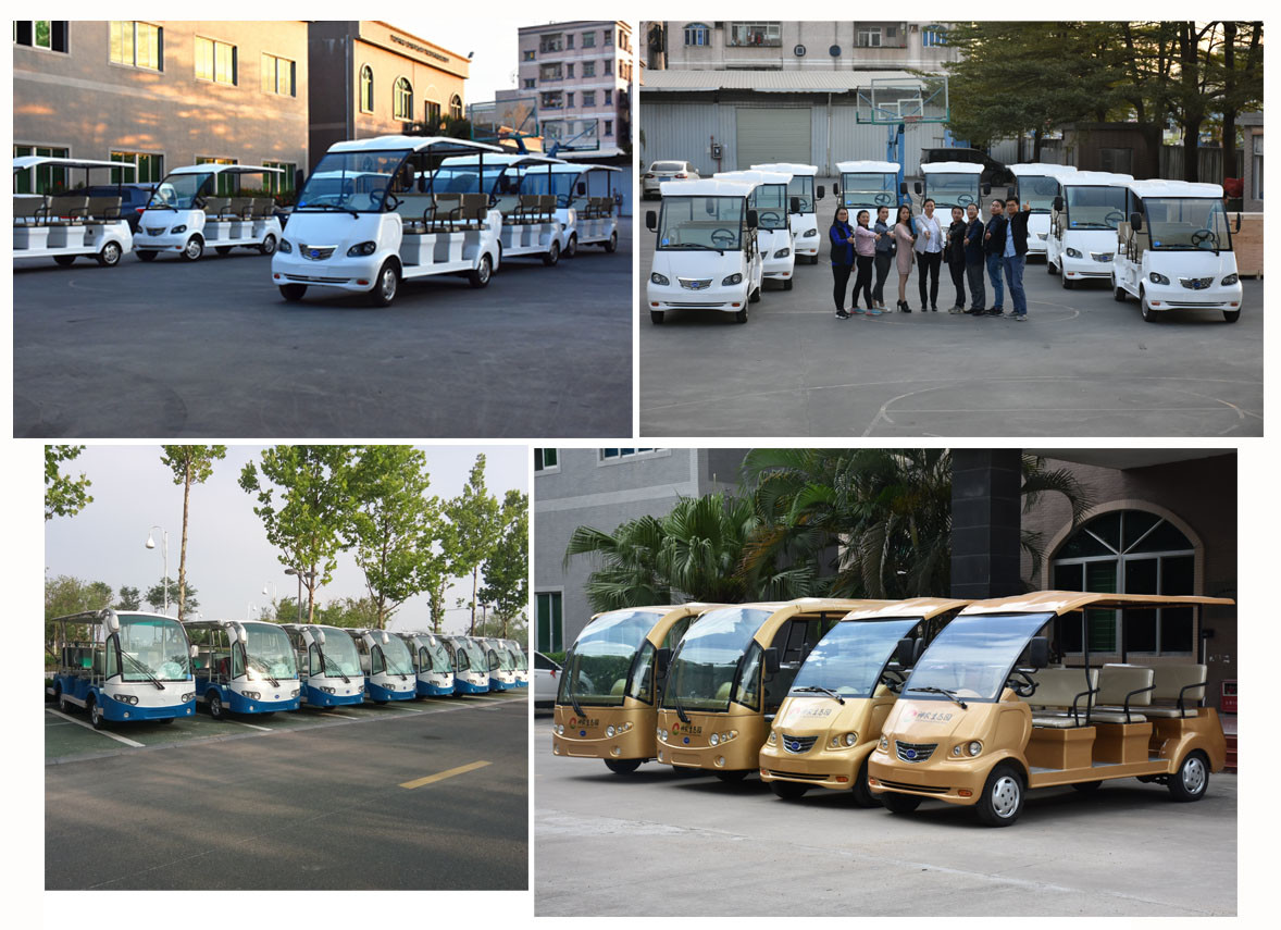 3 Rows Safa Seats Small Electric Shuttle Bus With MP3 Player Alloy Rim For Hotel