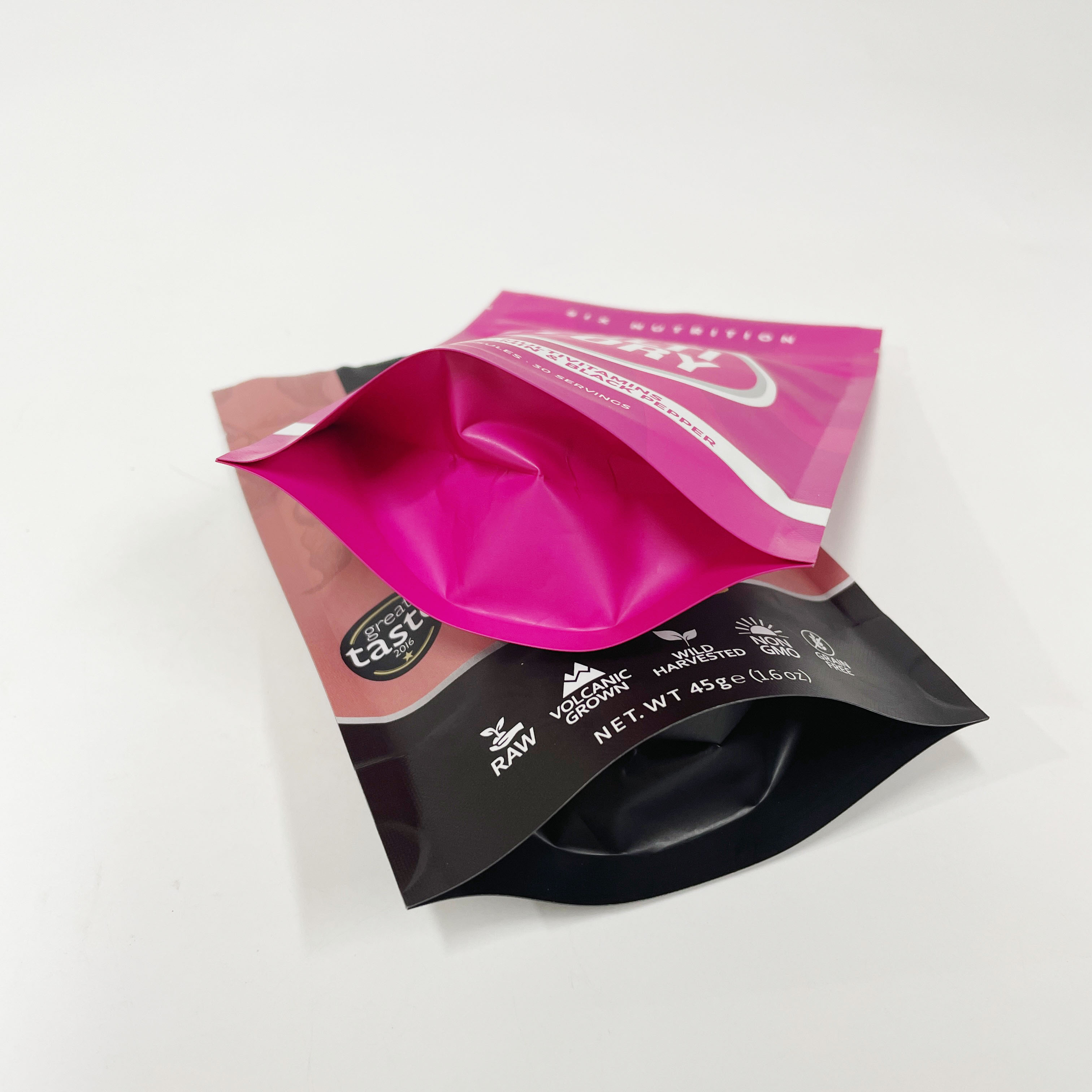 2022 Wholesale Low moq Custom logo printed aluminium foil stand up packaging pouch bag with matte zipper