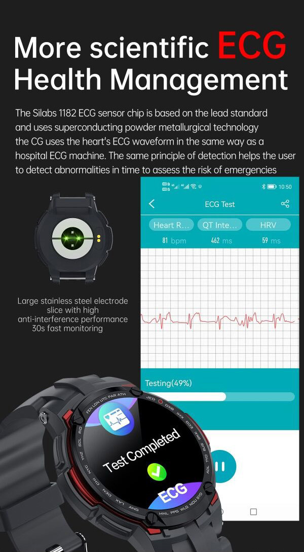 1.28inch Wearable Blood Pressure Monitor Smart Watch For Cycling 320mAh