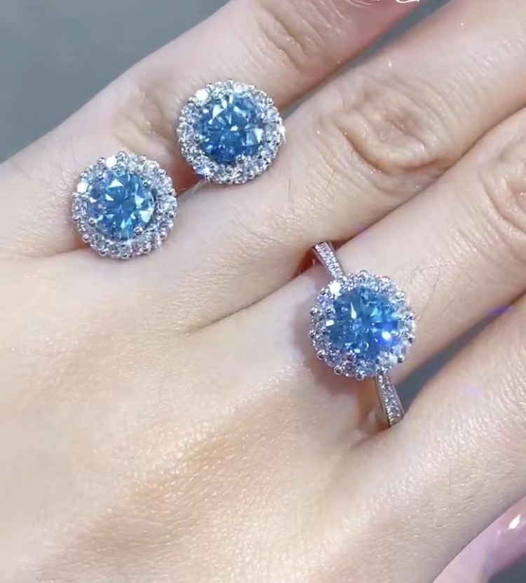 Studs Earrings Round Lab Diamond Jewelry Brilliant Cut