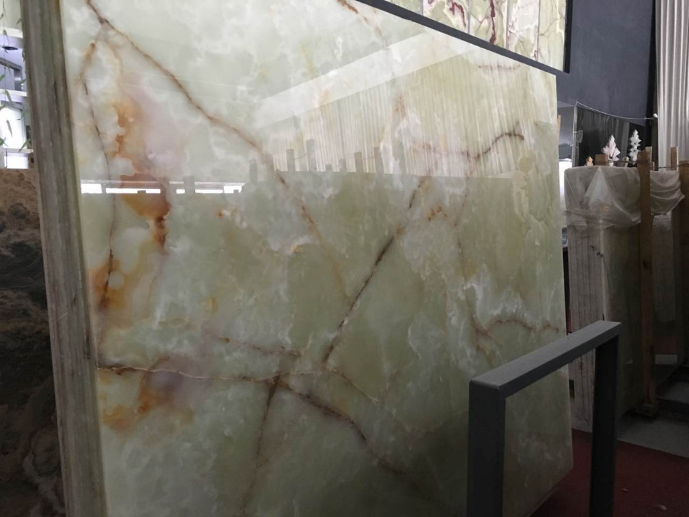 Customized Size Jade Onyx Slab , Green Onyx Marble Big Slab For Coffee Table
