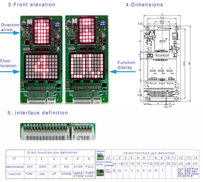 144 X 72mm White Segment LCD Display For Elevator Monarch 7 Segment Display