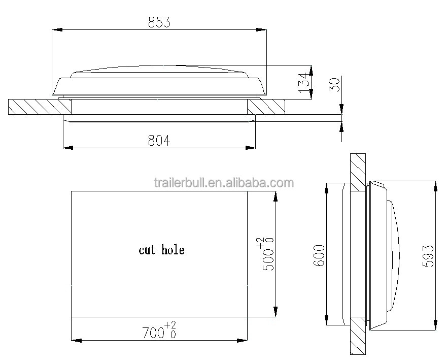 Crank Operated Manual Open RW3 700x500 Roof Hatches for DIY Cab-over Truck Camper Bed