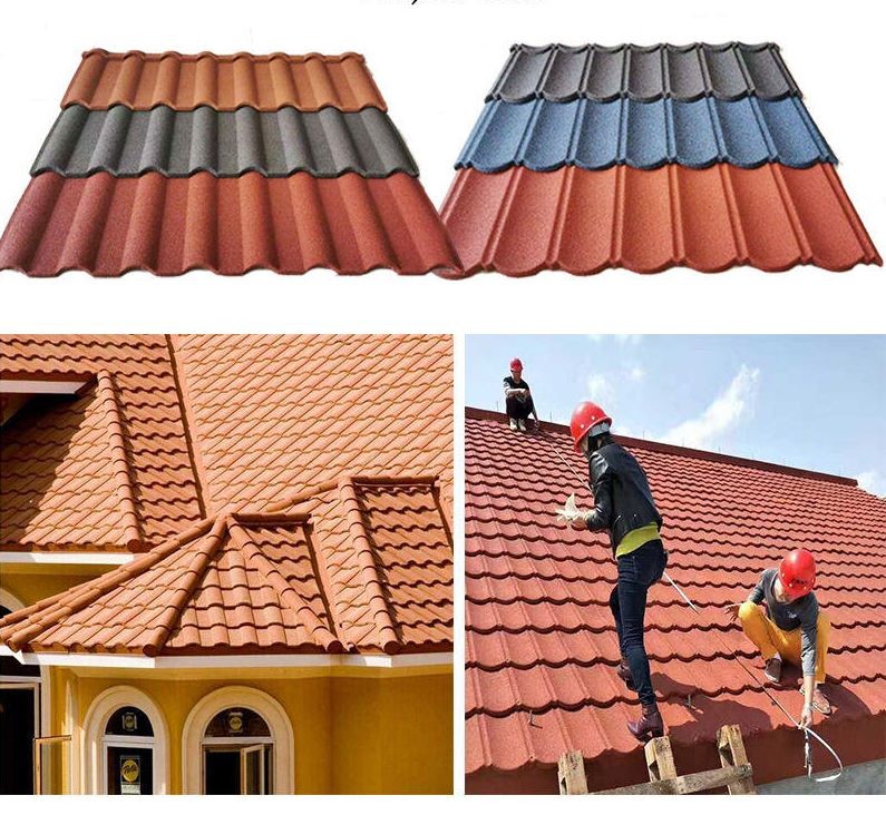 Villas Roof Classical Tile Shingle Tile Top Roof Tile Color Stone Coated Bond Tile AZ70 Metal Tile 50 Years Warranty