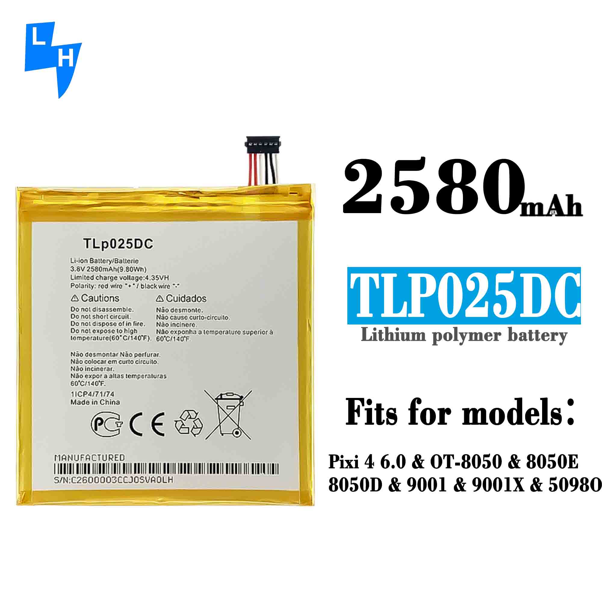 Mobile Battery TLP025DC For alcatel OneTouch pixi 4 6.0 OT8050D Original Rechargeable