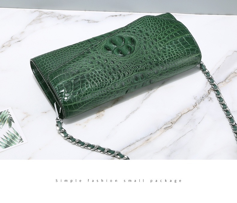 Authentic Crocodile Skin Women Envelop Purse Genuine Alligator Leather Lady Phone Clutch Bag Female Cross Shoulder Bag