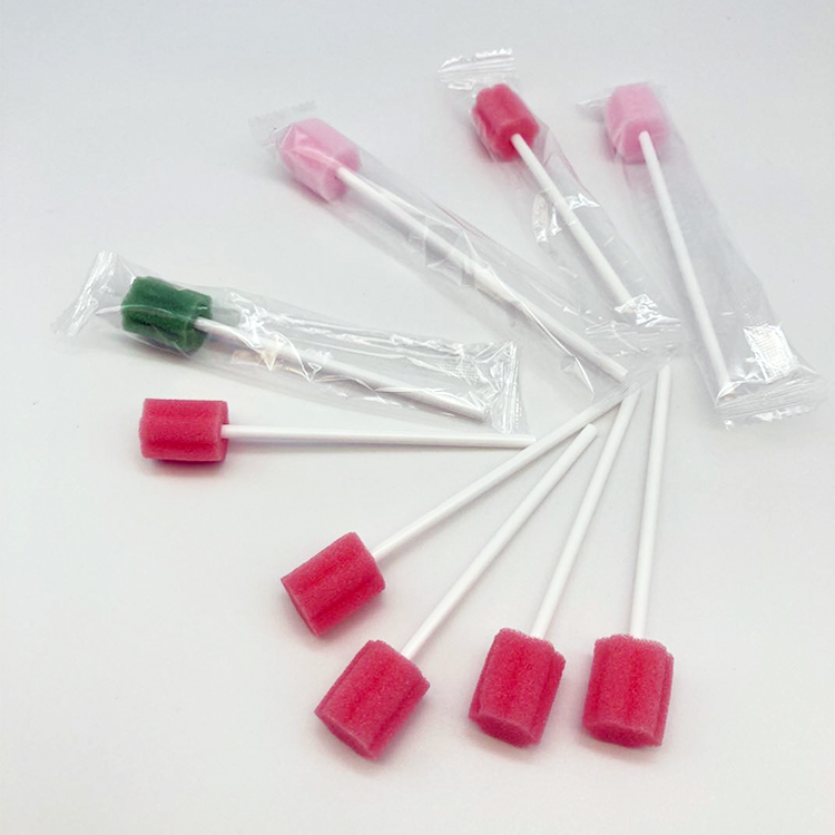 Colorful Dental cleaning Sponge Individually Wraped Dentrifice Flavored Oral Swab Stick with Paper Stick