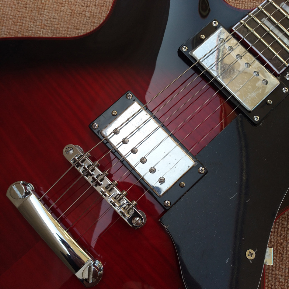 New high quality hollow body jazz 335 electric guitar, Maple top & back Dual tone output electric guitar, free shipping