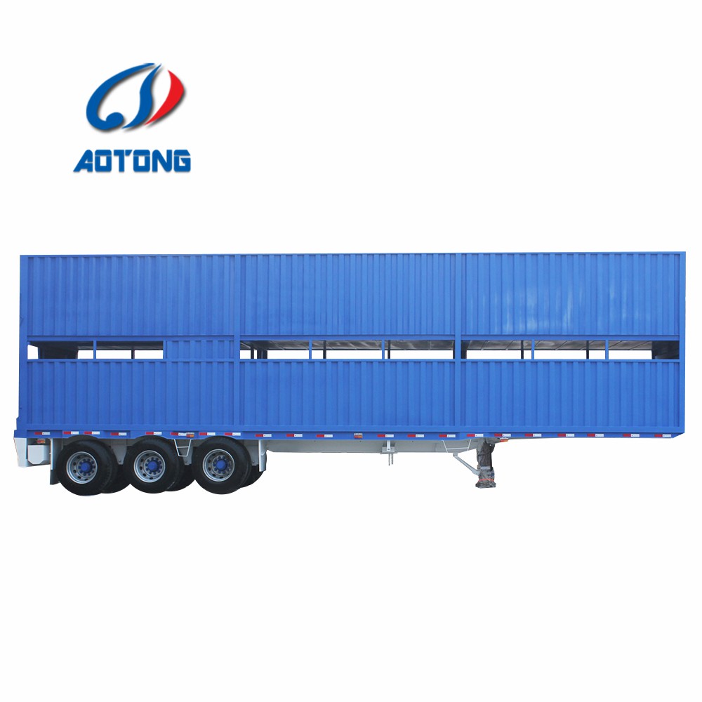Double Deck 3-axle Steel Animal Transport Storehouse Bars Semi Trailer Superior Design