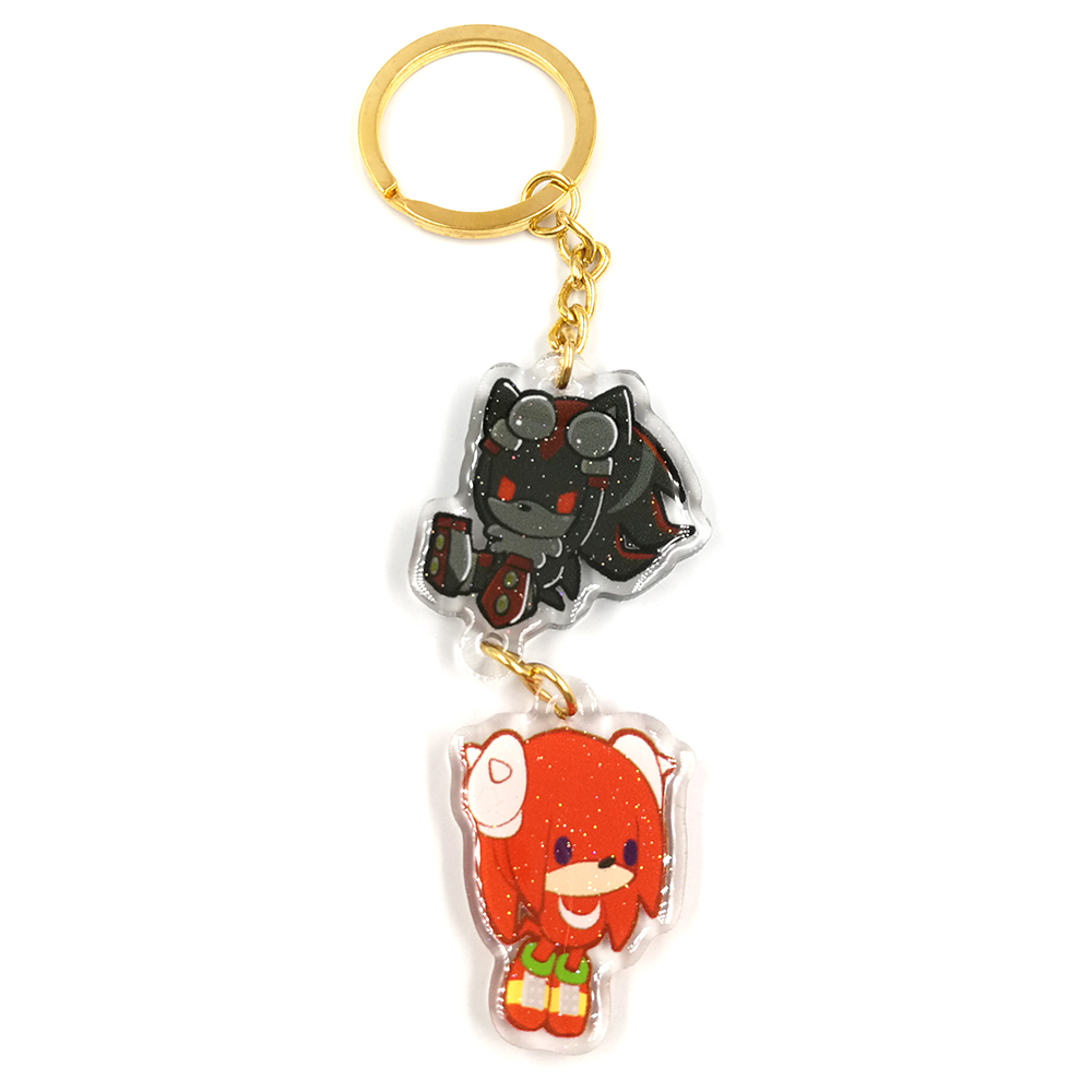 Custom high quality small acrylic epoxy glitter charm plastic linked anime keychain for game fans souvenir