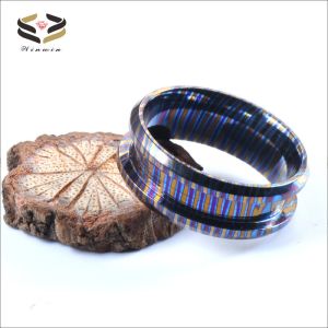 Customized Handmade Natural Colourful Timascus Rings Blank Inlay Ring for Men
