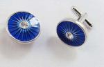 Fashion Brass / zinc alloy matte silver blue color customs Cufflinks