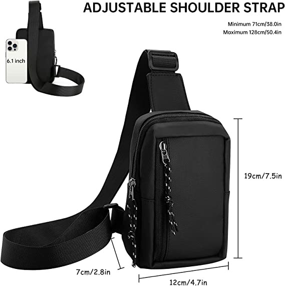 Men Women Small Waterproof Crossbody Bag Casual Phone Chest Bag for Travelling Hiking