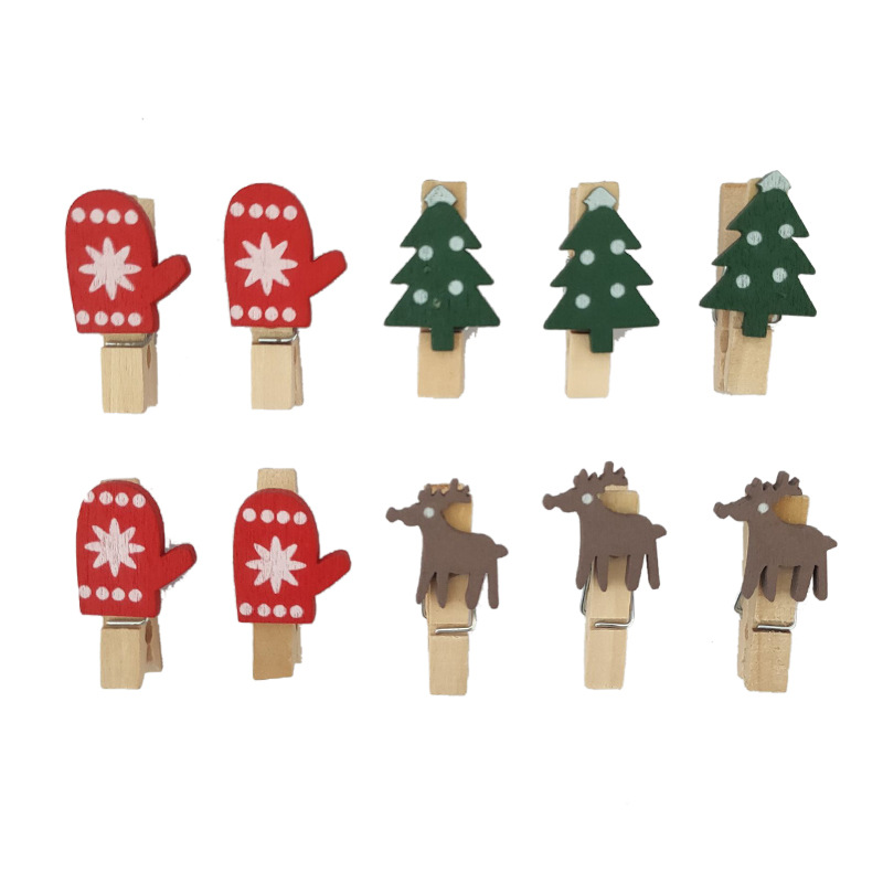 Christmas Clips, Customized Shaped Wood Clothespins for DIY Craft, Wood Clips for Card Paper Photo Photography Activity