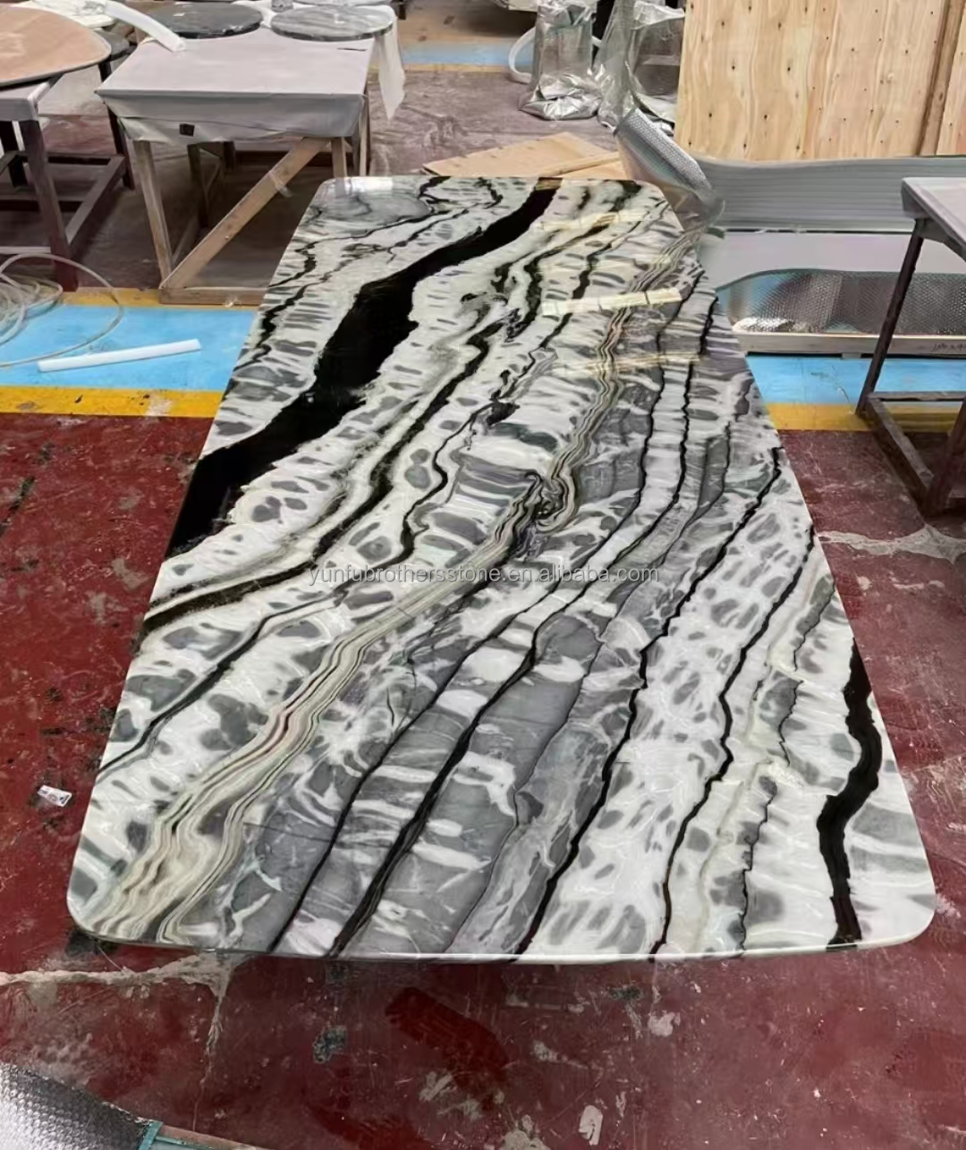 Transform Your Dining Table with Brazil's Popular Stone Panda Impression Marble Slab